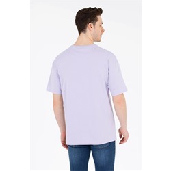 Erkek Lila Oversize Bisiklet Yaka Tişört