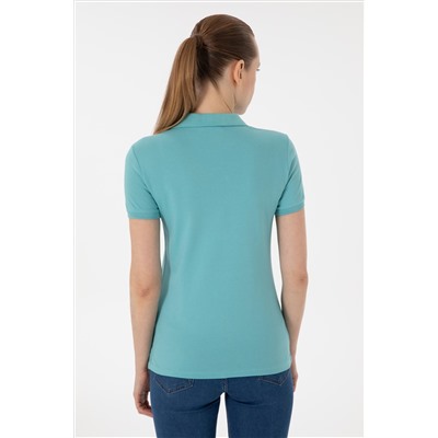 Kadın Mint Basic Polo Yaka Tişört