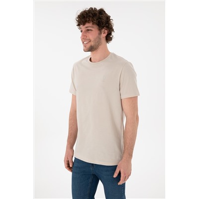 Erkek Regular Fit Bisiklet Yaka Taş Basic Tişört