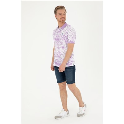 Erkek Regular Fit Polo Yaka Lila Tişört