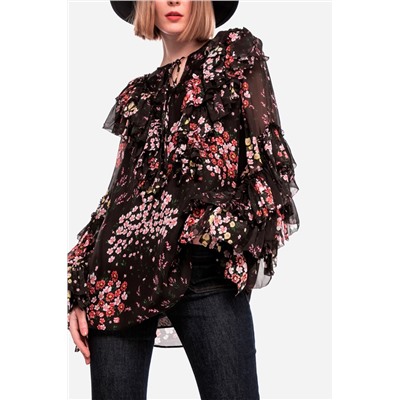 Blusa de flores Negro