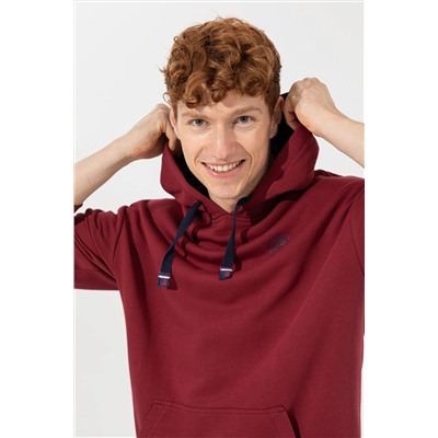Erkek Vişne Kapüşonlu Sweatshirt