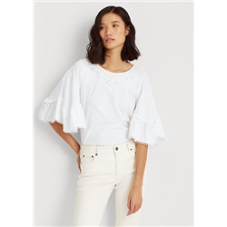 Lauren Cotton Elbow-Sleeve Top