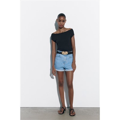 1975 HIGH WAIST MOM FIT DENIM SHORTS