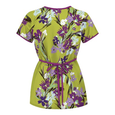 UA Island Bouquet Giddy Green Mock Wrap Scrub Top