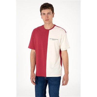 Erkek Comfort Fit Bisiklet Yaka Vişne Tişört