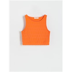 Crop Top aus strukturiertem Stoff