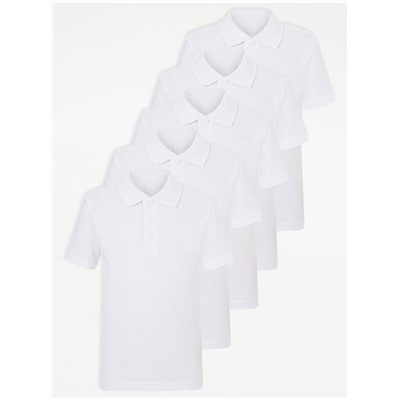 White Slim Fit School Polo Shirt 5 Pack