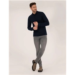 Lacivert Slim Fit Basic Sweatshirt