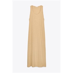 LINEN BLEND MIDI DRESS