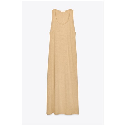LINEN BLEND MIDI DRESS