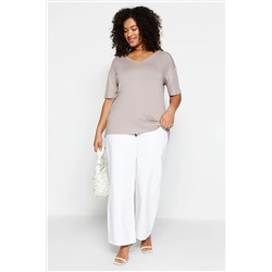 Vizon Yaka Detaylı Örme T-Shirt TBBSS22TS0877