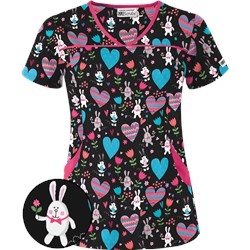 UA Honey Bunny Black Print Scrub Top