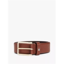 Square-Buckle Pebbled Leather Belt