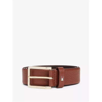 Square-Buckle Pebbled Leather Belt