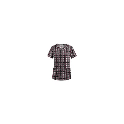 UA Plaid Sugar Berry Scrub Top
