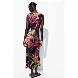 PRINTED MIDI DRESS WITH APPLIQUÉ