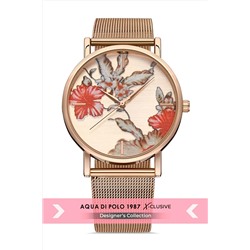 Aqua Di Polo 1987 Kadın Çiçekli Hasır Metal Kol Saati Apl12c670h08 APL12C670H08
