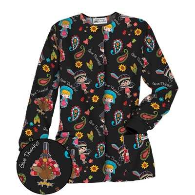 UA Thanksgiving Thanks Black Warm Up Scrub Jacket