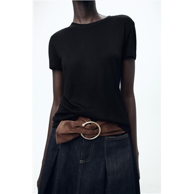 VISCOSE RIBBED T-SHIRT