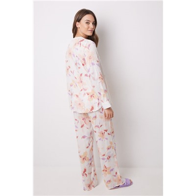 Pijama camisero largo viscosa flores
