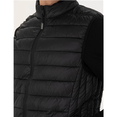 Siyah Slim Fit Kapitone Şişme Yelek