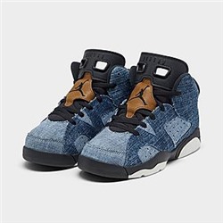 LITTLE KIDS' AIR JORDAN RETRO 6 WASHED DENIM BASKETBALL SHOES
