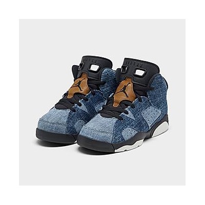 LITTLE KIDS' AIR JORDAN RETRO 6 WASHED DENIM BASKETBALL SHOES