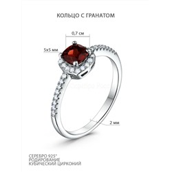 Серьги из серебра с гранатом и кубическим цирконием родированные 925 пробы GTE-2174-G