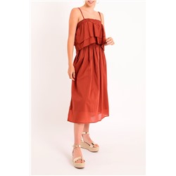 Vestido evasé Rojo teja