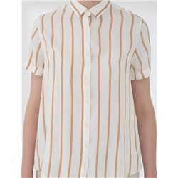 Ekru Comfort Fit Kısa Kollu Gömlek