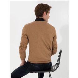 Camel Melanj Slim Fit V Yaka Basic Triko Kazak
