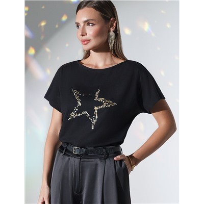 Нарядная футболка с блестящим принтом