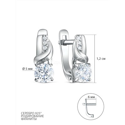Серьги из серебра с фианитами родированные 925 пробы С-4104-Р