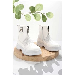 Bambi Beyaz Kırışık Rugan Kadın Bot & Bootie K02763074008