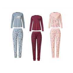 esmara® Damen Pyjama lang, aus reiner Baumwolle