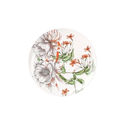 Тарелка обеденная, 27,5 см, фарфор P, белая, Тропические цветы, Night Garden Flower, 60471