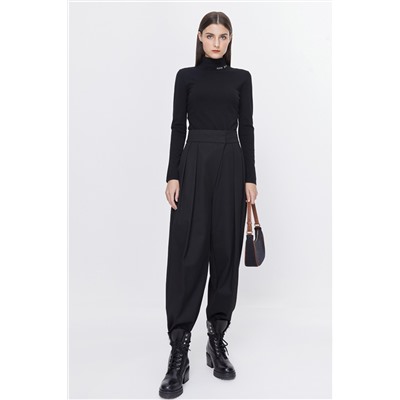 Pantalón carrot de tiro alto Negro