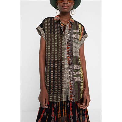 Camisa manga corta cenefa africana