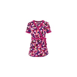 koi Scrubs Wild Flower Mock Wrap Print Top