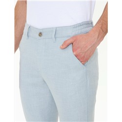 Açık Mavi Slim Fit Beli Lastikli Kanvas Pantolon