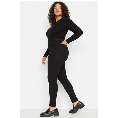 Solmayan Siyah Yüksek Bel Esnek Skinny Jeans TBBAW23CJ00061