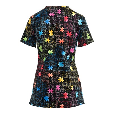 Trust Your Journey Rainbow Puzzle Scrub Top