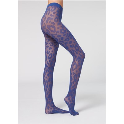 Transparente Strumpfhose 30 Denier mit Maxi-Animalmuster
