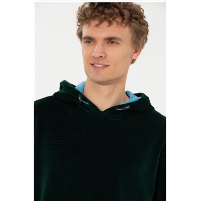 Erkek Yeşil Kapüşonlu Sweatshirt