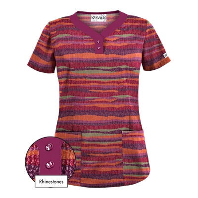 UA Knit Worthy Wine Print Scrub Top