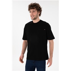 Erkek Comfort Fit Bisiklet Yaka Siyah Tişört