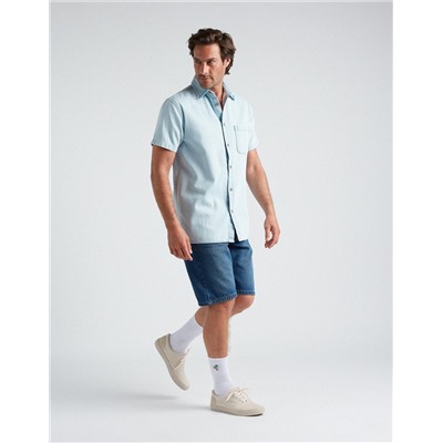 Straight Fit Denim Shorts, Men, Light Blue