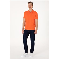 Erkek Regular Fit Polo Yaka Nar Çiçeği Basic Tişört