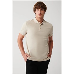 Avva Erkek Bej %100 Mısır Pamuğu Standart Fit Normal Kesim 3 Düğmeli Polo Yaka T-shirt B001027